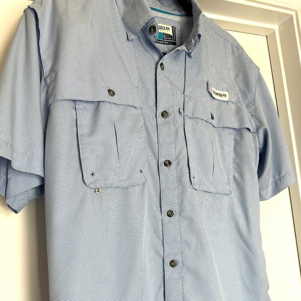 Magellan Outdoors Men’s Fishing Shirt-Short Sleeve-Button Down-Small